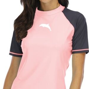 3/$10 Halcurt Pink Gray Dolphin Rash Guard